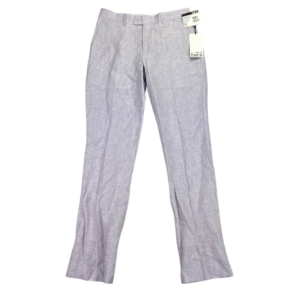Bar III Mens Slim Fit 100% Linen Suit Pants Lavender Purple 32x34